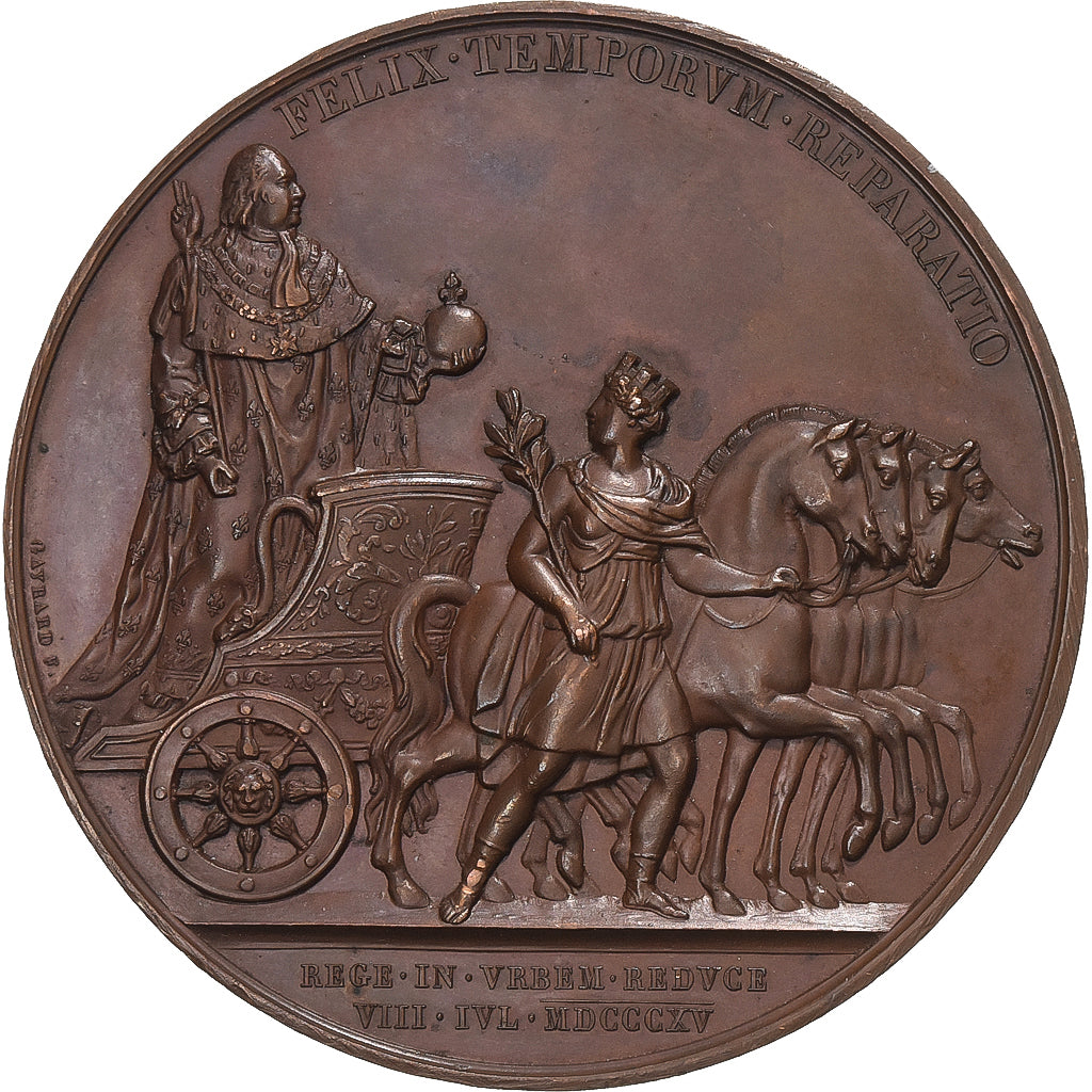Francia, medaglia, Seconde Entrée du Roi Louis XVIII à Paris, 1815, Bronzo
