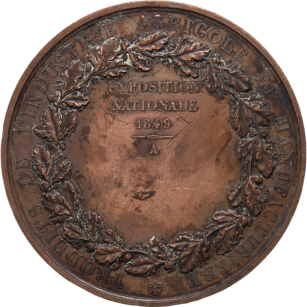 Francja, medal, Exposition Nationale Agricole, 1849, Miedź, Bovy, AU(50-53)