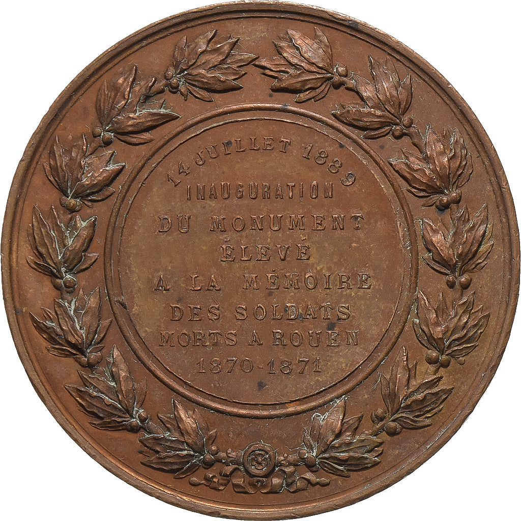 France, Medal, Inauguration du Monument aux Morts à Rouen, 1870-1871, Bronze