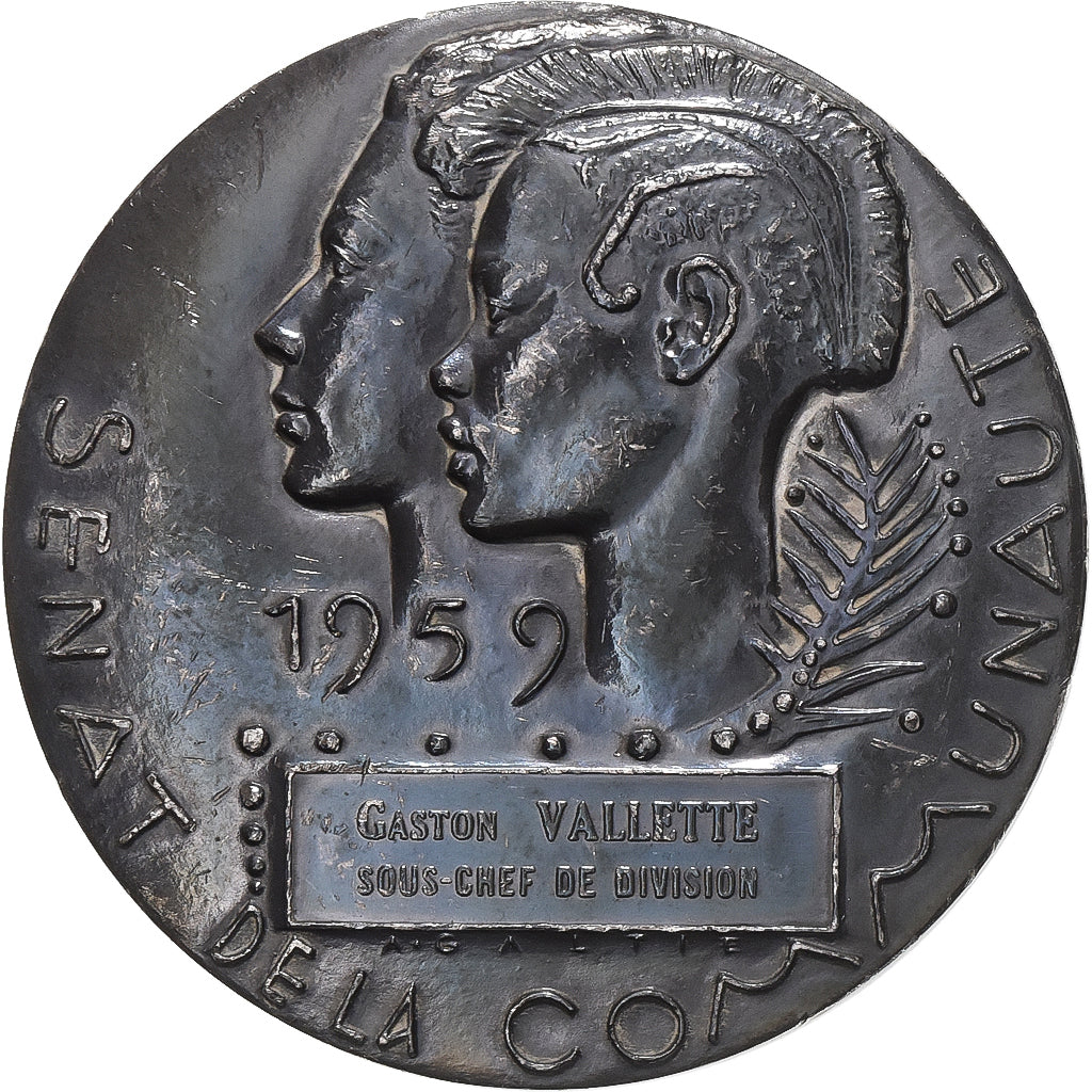 Francia, medalla, sénat, Gaston Vallette, 1959, Plata, Galtié, MBC+