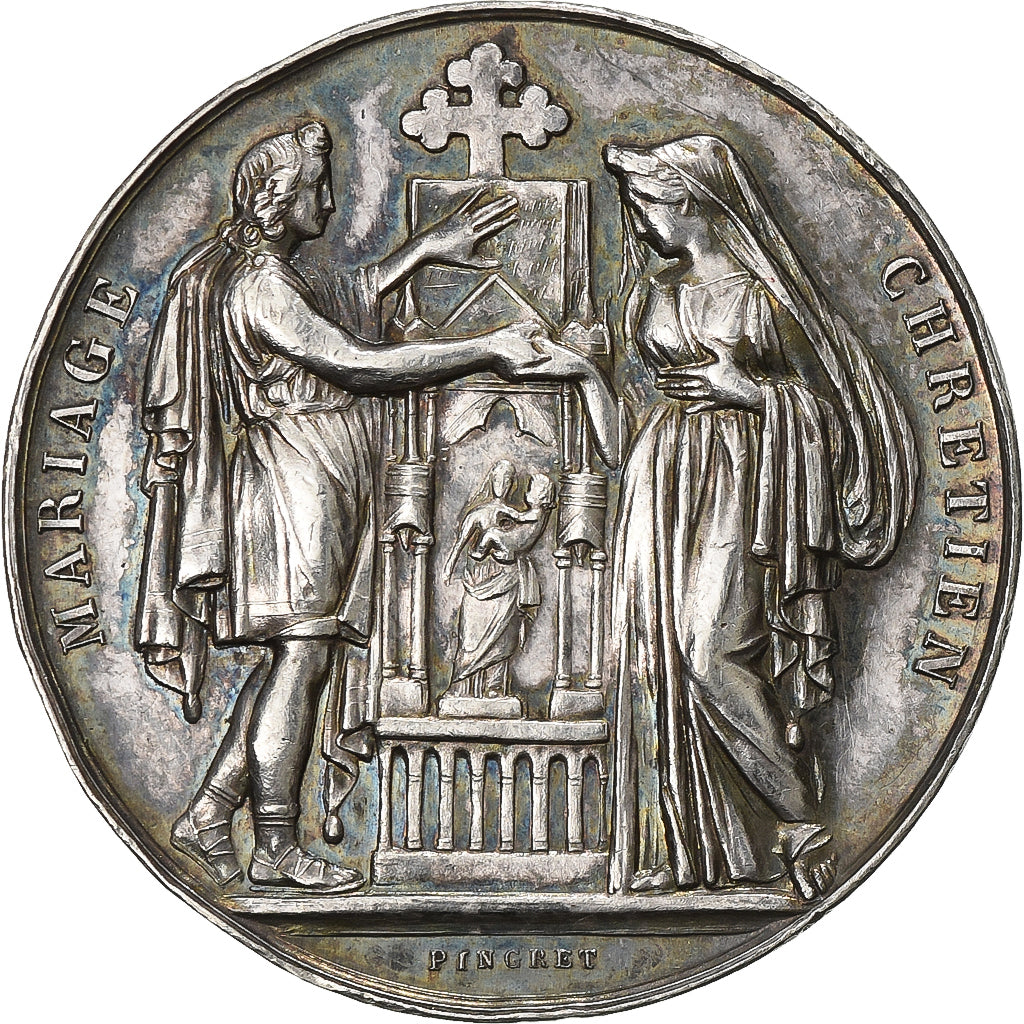 Frankreich, Médaille de mariage, Mariage Chrétien, Silber, SS+