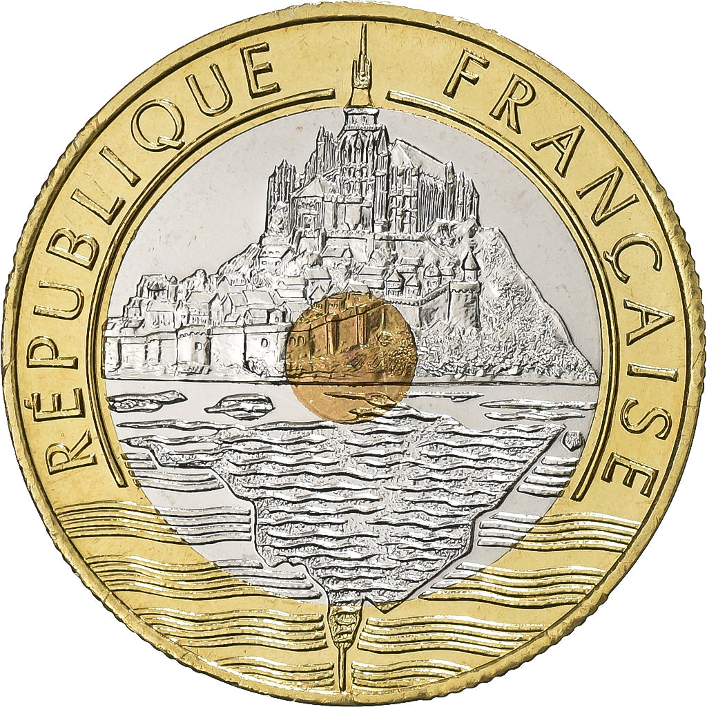 France, 20 Francs, Mont Saint Michel, 2001, Paris, Série FDC.BU, Bimétallique