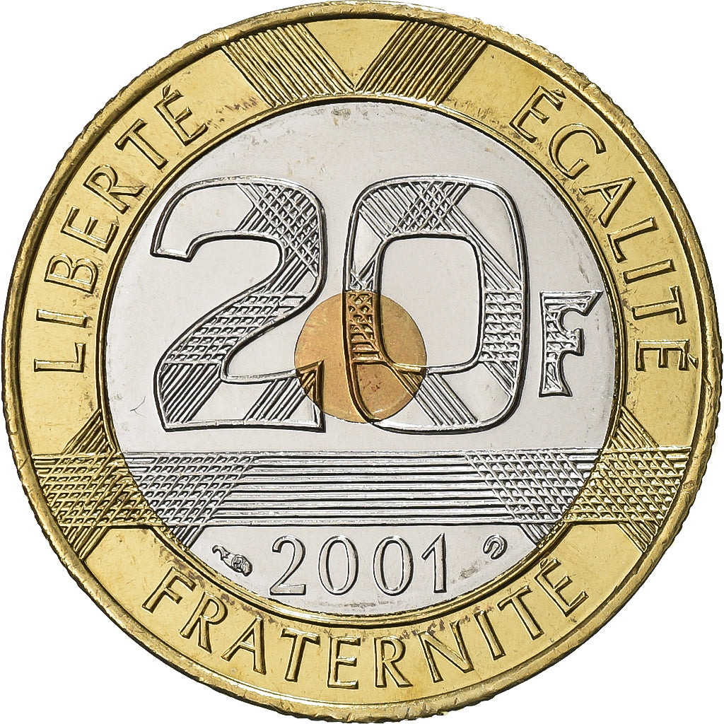 Francia, 20 Francs, Mont Saint Michel, 2001, Paris, Série FDC.BU, Bimetálico