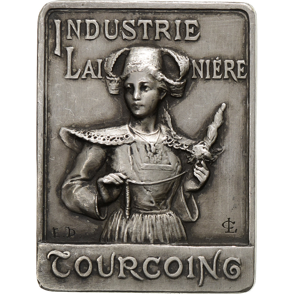 França, medalha, Industrie Lainière de Tourcoing, 1951, Prata, C.L, AU(55-58)