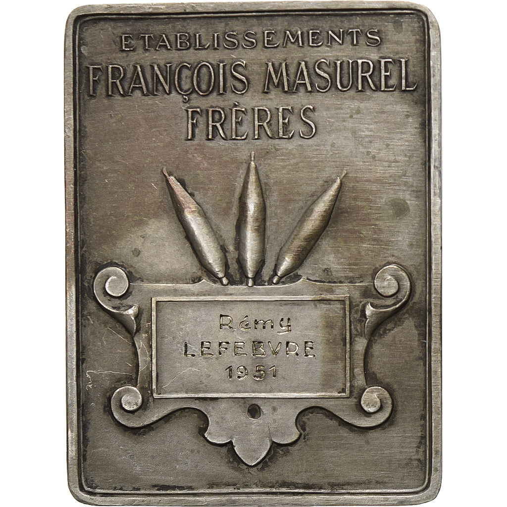 França, medalha, Industrie Lainière de Tourcoing, 1951, Prata, C.L, AU(55-58)