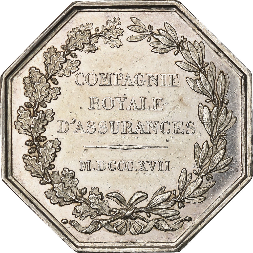 France, Jeton, Compagnie royale d'assurance, 1817, Argent, TTB+, Barre