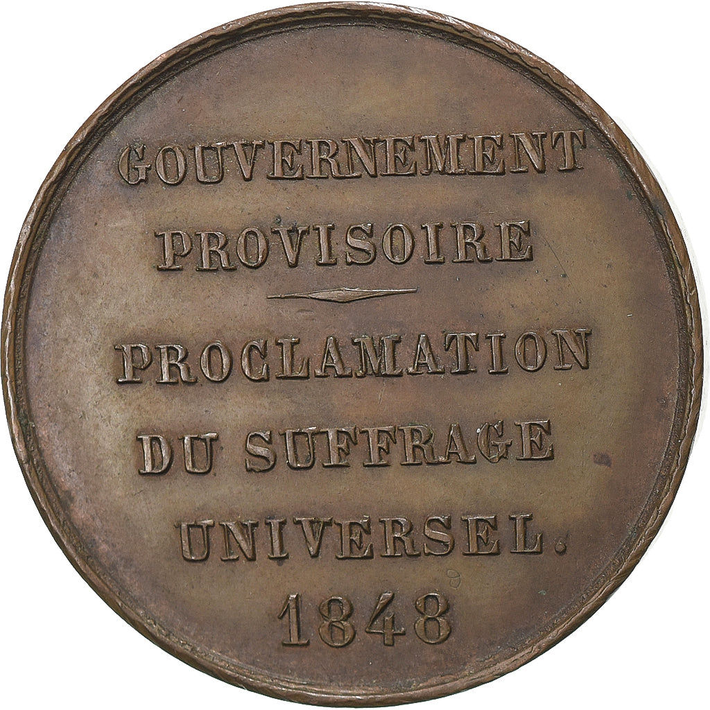 France, Token, Ledru-Rollin, Suffrage universel, 1848, Copper, AU(55-58)
