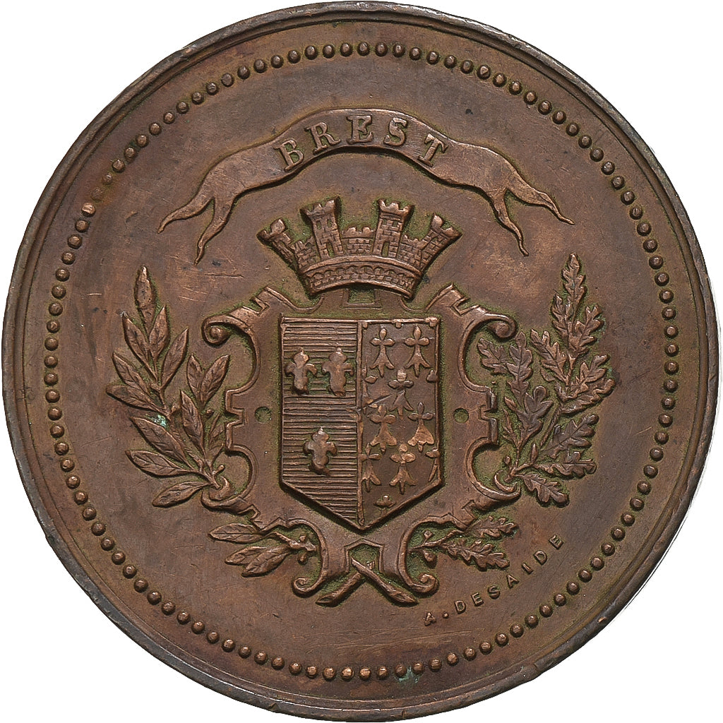 Francja, medal, Le Président Carnot Visite Brest, 1893, Miedź, Desaide