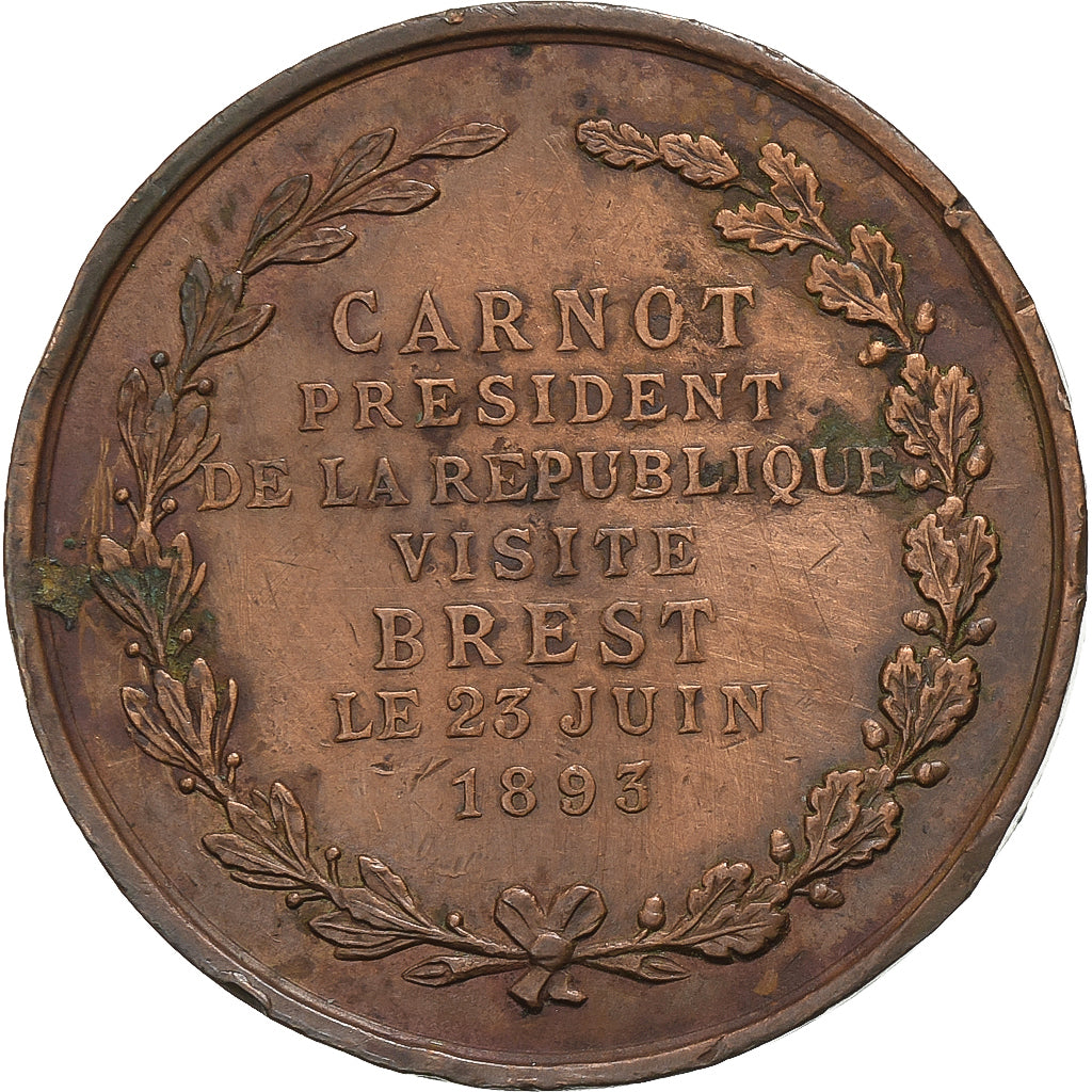 Francja, medal, Le Président Carnot Visite Brest, 1893, Miedź, Desaide
