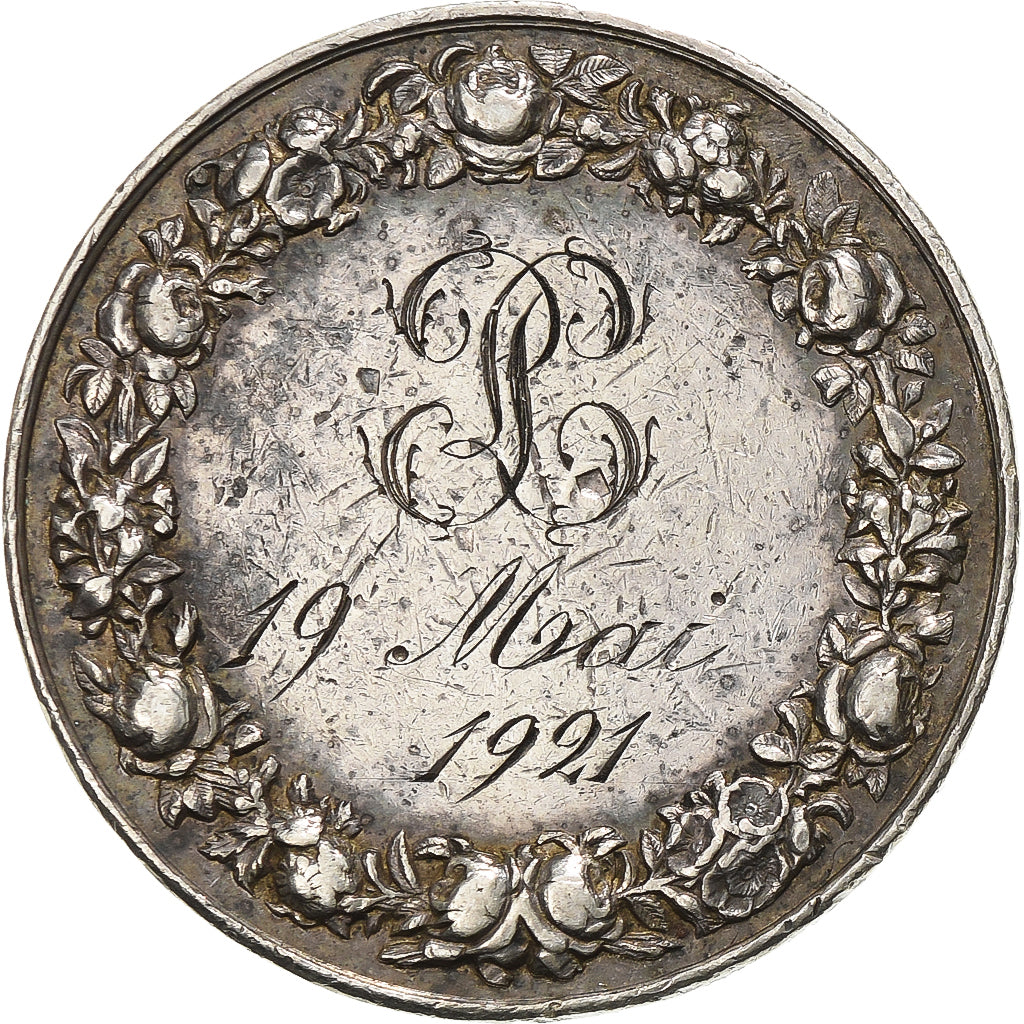 France, Médaille, Mariage, Fidélité Bonheur, 1921, Argent, TTB, Petit