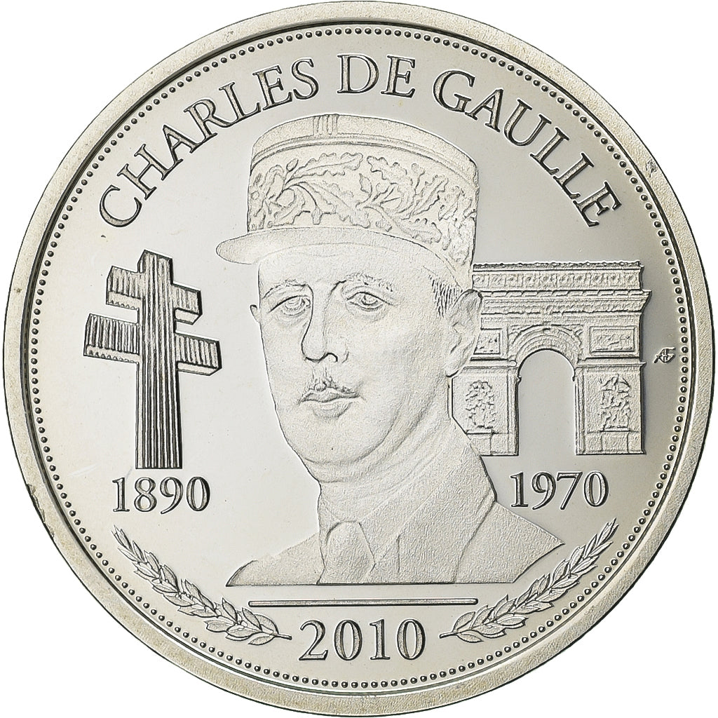 France, Médaille, Vème République, Charles De Gaulle, 2010, Argent, FDC