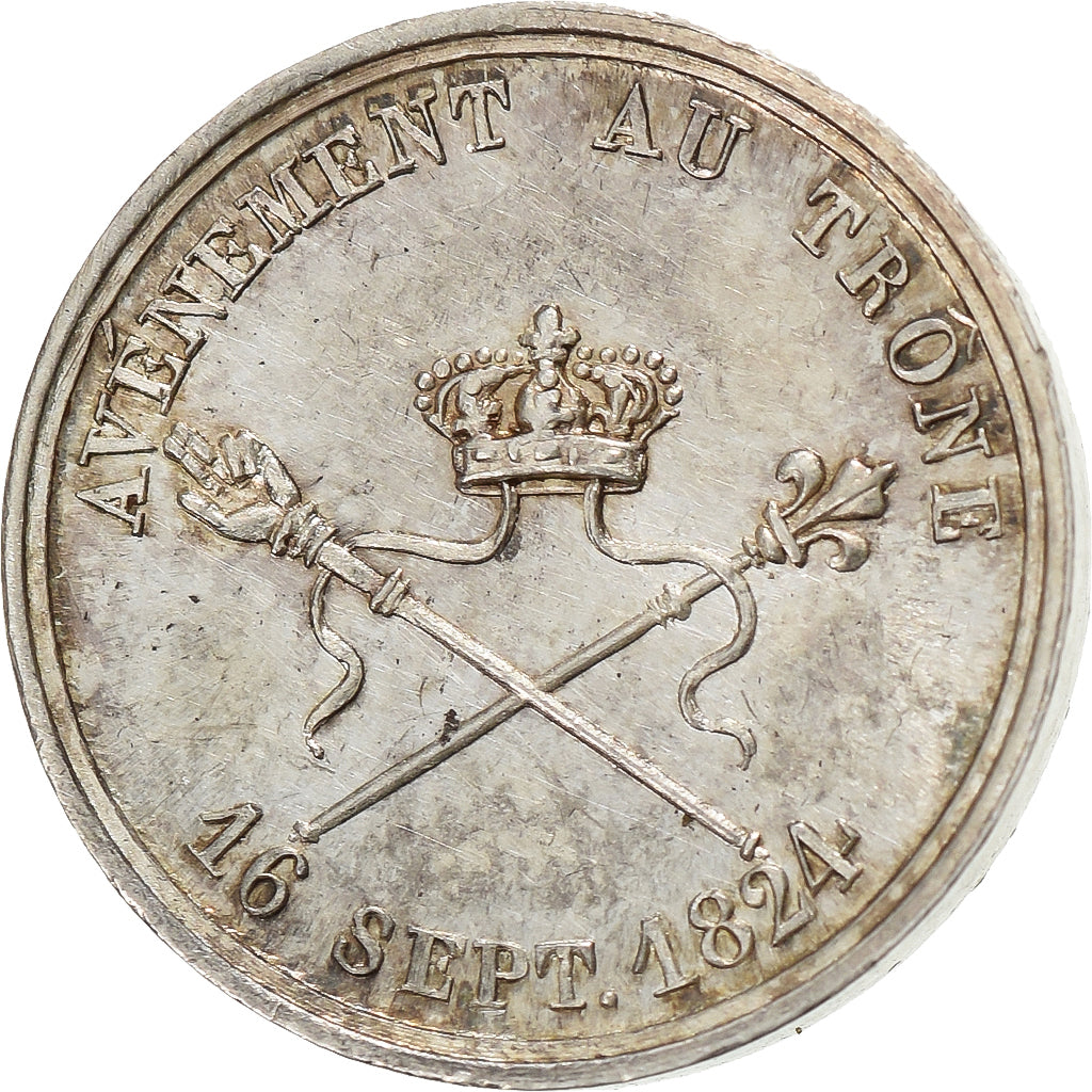 Frankreich, Quinaire, Charles X, Charles X, Avènement au Trône, 1824, Silber