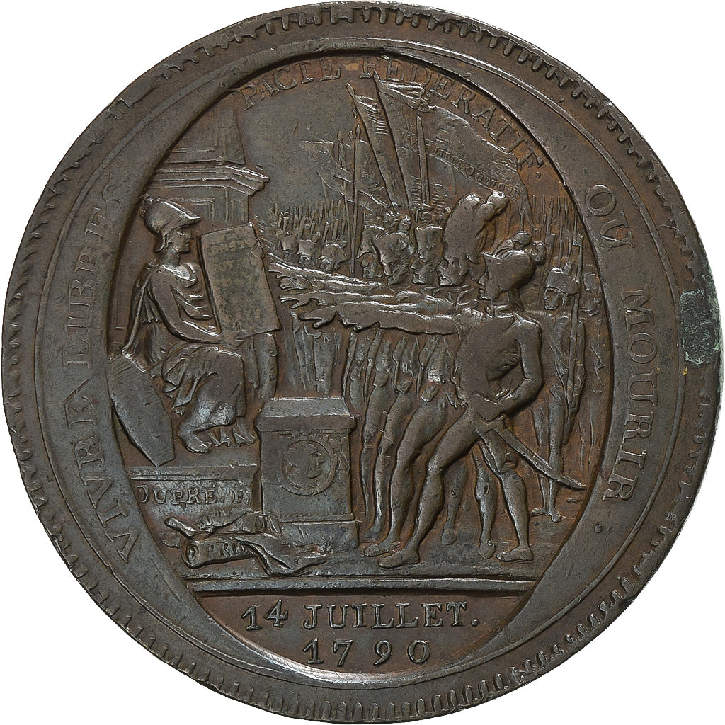 Francia, Monneron de 5 Sols, 1792, Bronzo, MB+