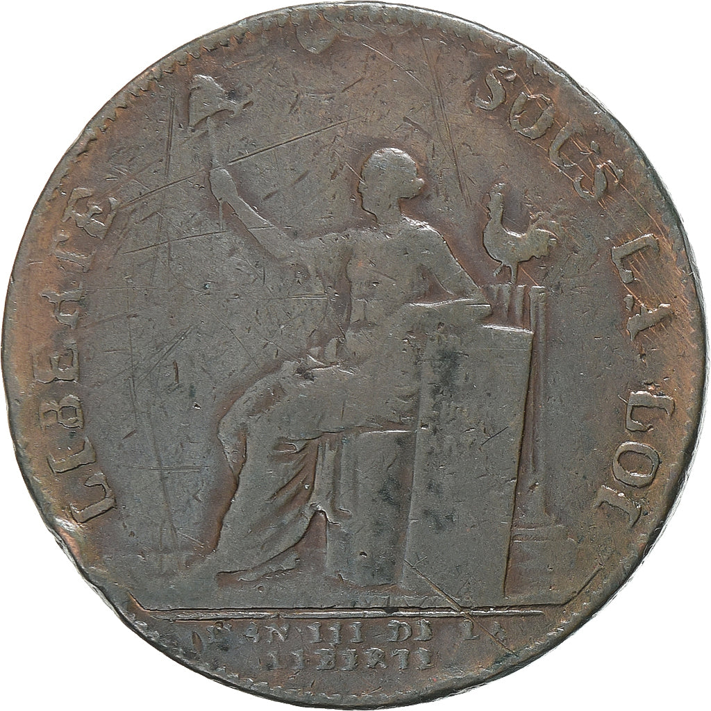 Frankreich, 2 Sols, Monneron, 1791, Birmingham, Bronze, S, KM:Tn23