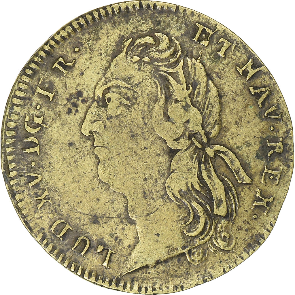 France, Token, Statue de Louis XV à Bordeaux, 1743, Brass, VF(20-25)
