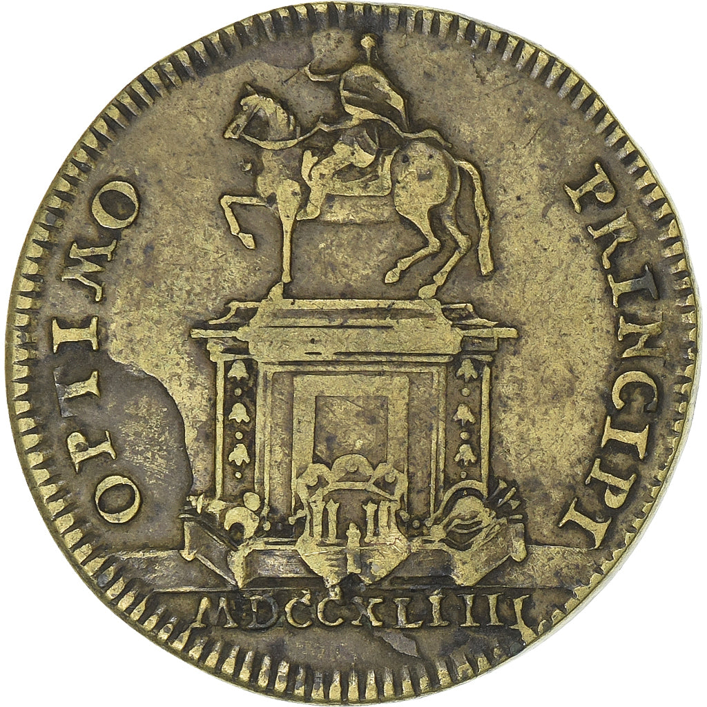 France, Token, Statue de Louis XV à Bordeaux, 1743, Brass, VF(20-25)