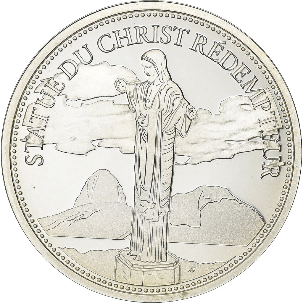 France, Medal, Merveilles du monde, Statue du Christ Rédempteur, Silver