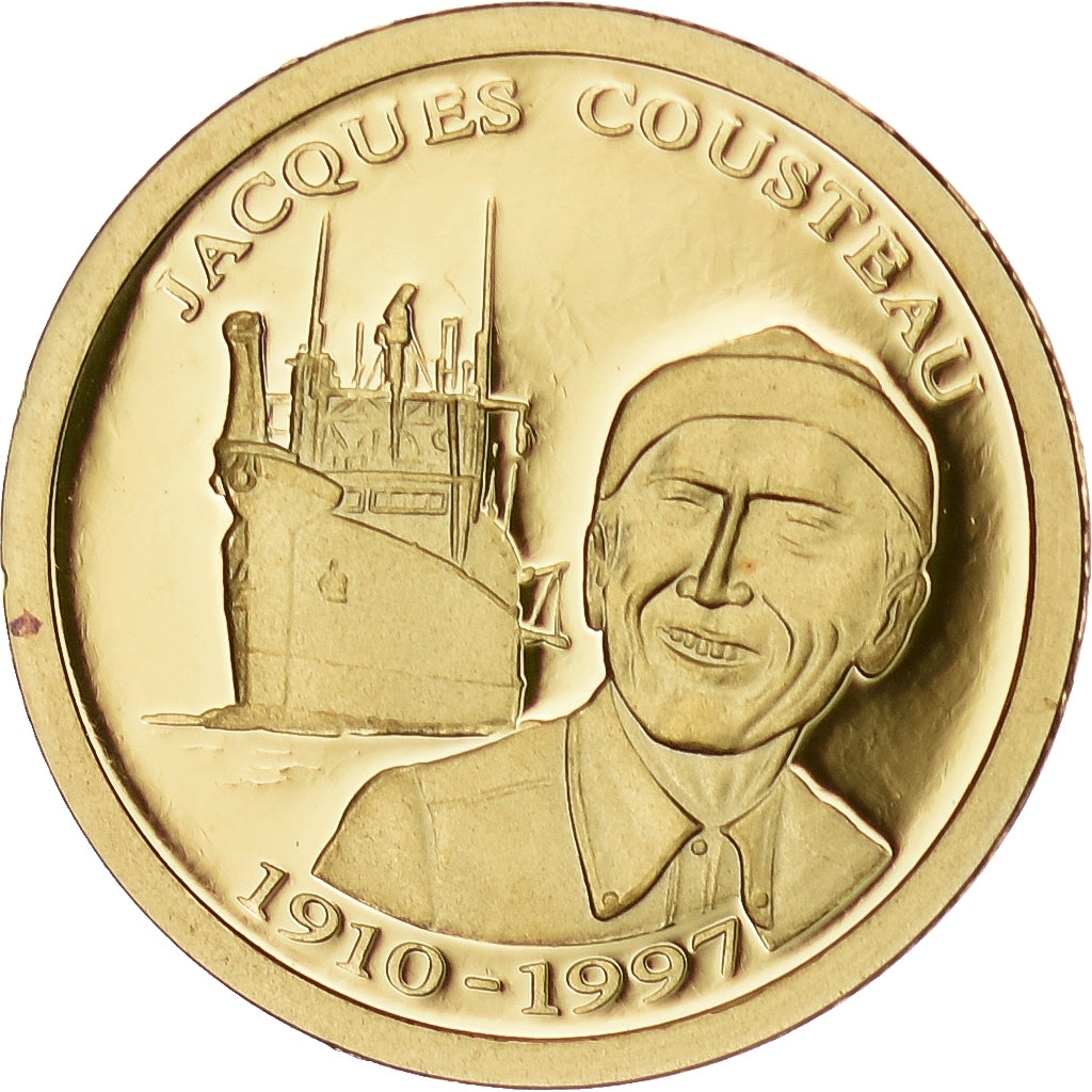 Francia, medaglia, Commandant Jacques Yves Cousteau, 2010, Oro, FDC