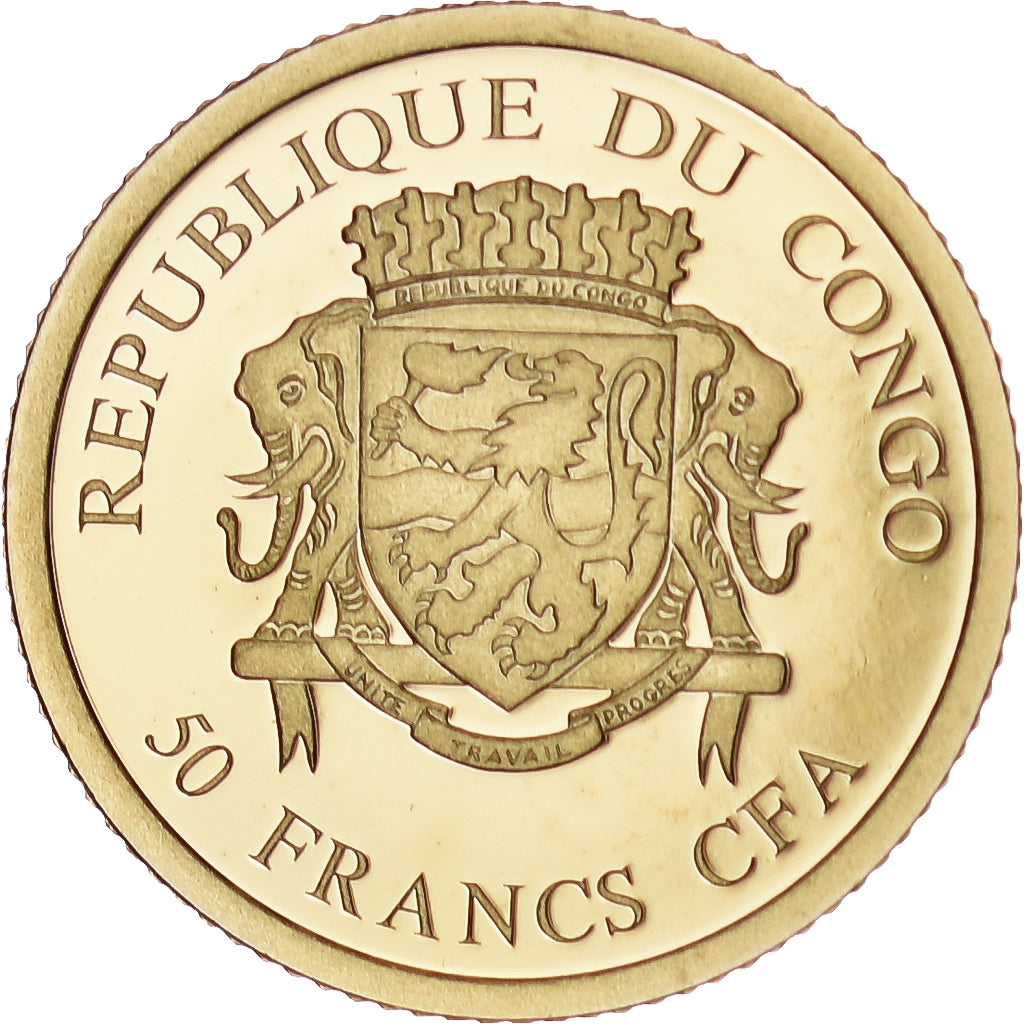 República Democrática de Congo, 50 Francs CFA, 2016, Oro, FDC