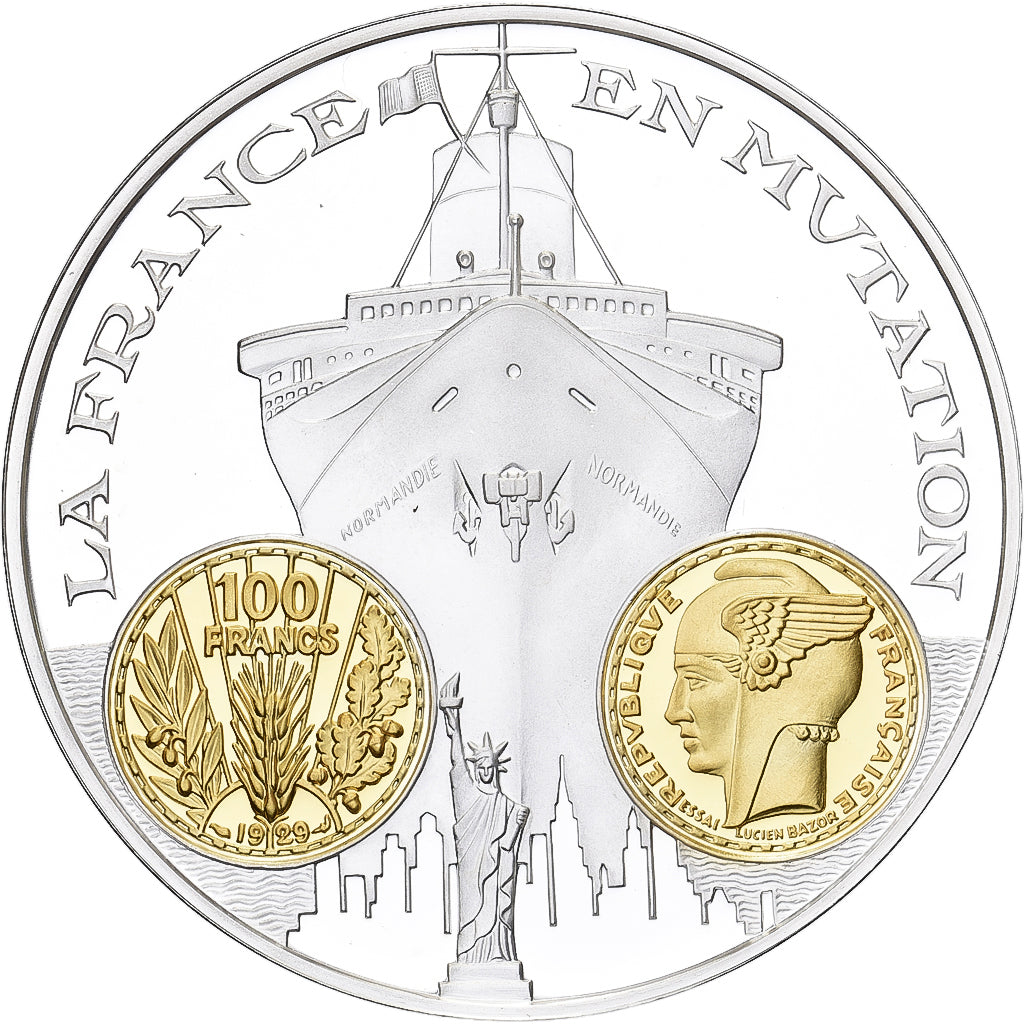 France, Medal, Histoire Monétaire, 100 Francs Bazor, MS(65-70), Silver