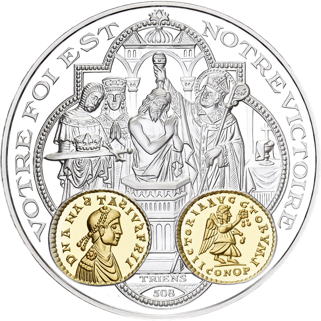 France, Medal, 2000 Ans d'Histoire Monétaire, Triens Mérovingien, Silver