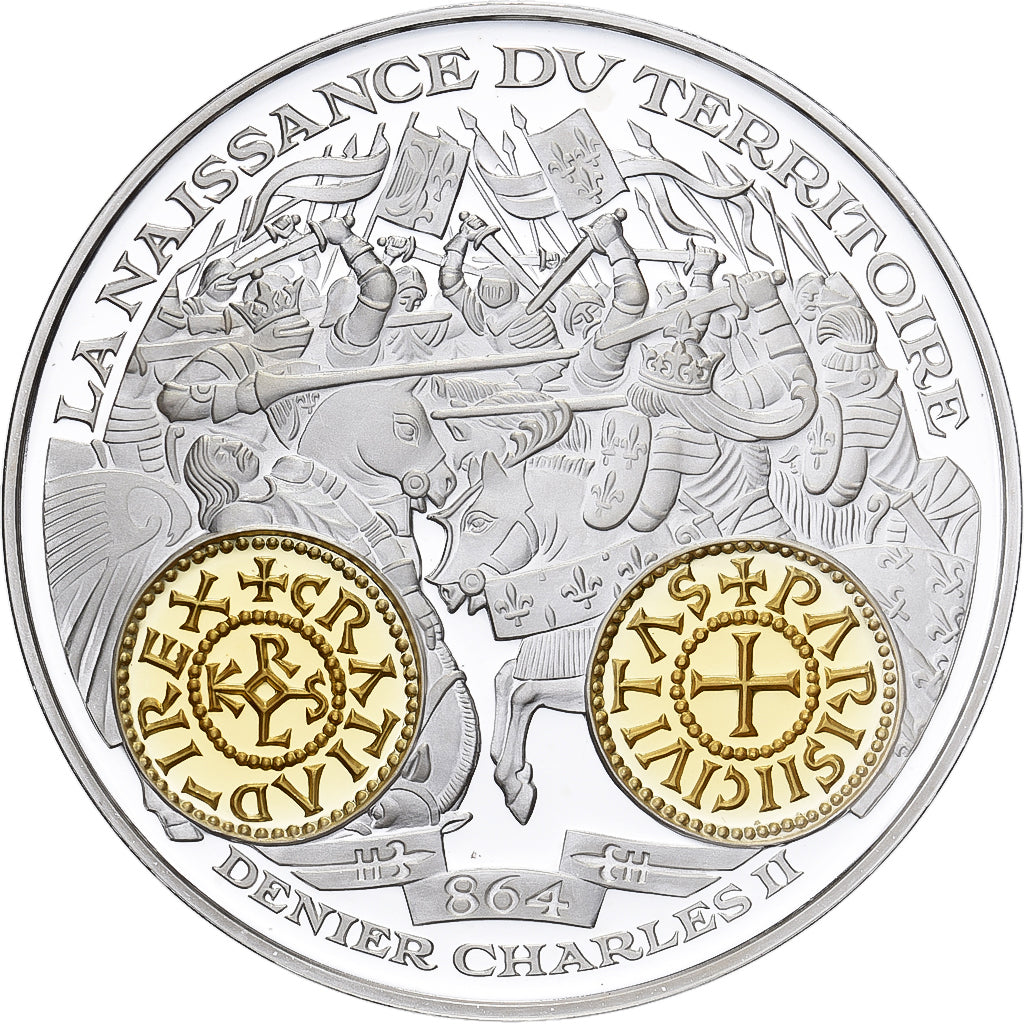 France, Medal, Histoire Monétaire, Denier Charles II, Silver, MS(64)