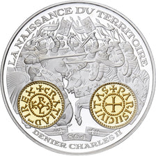 France, Medal, Histoire Monétaire, Denier Charles II, Silver, MS(64)