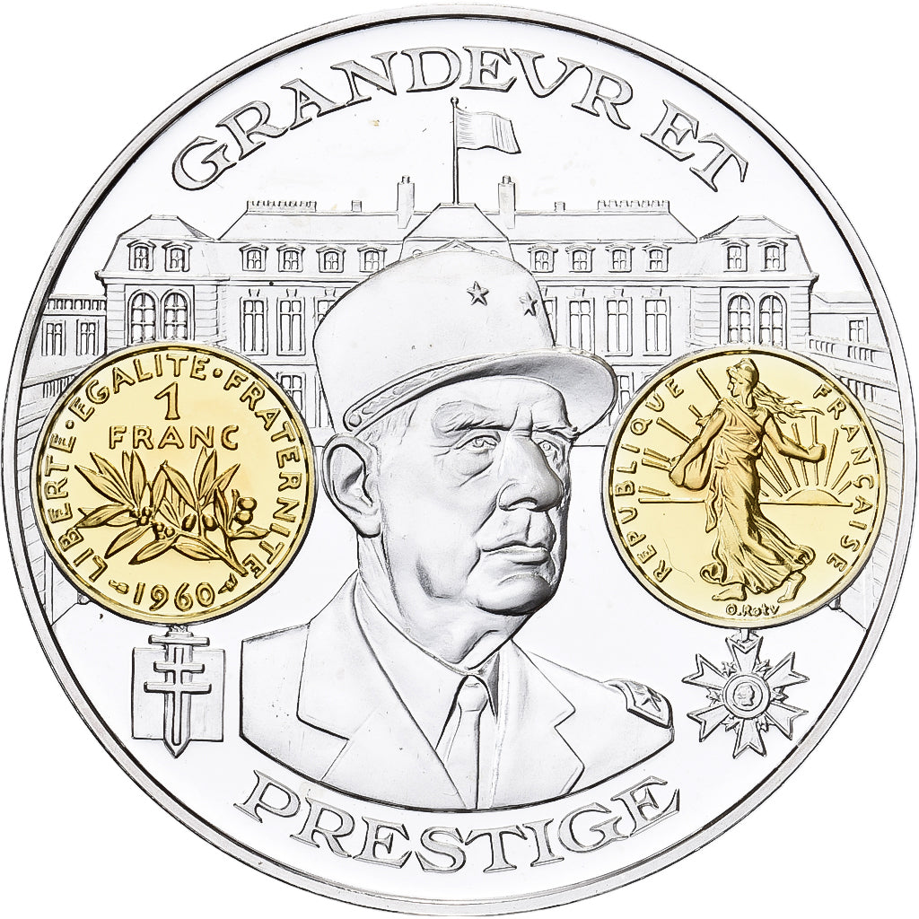 France, Medal, 2000 Ans d'Histoire Monétaire, Franc Semeuse, Silver, MS(64)