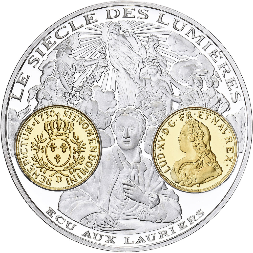 France, Medal, Histoire Monétaire, Ecu aux Lauriers, Louis XV, Silver, MS(64)