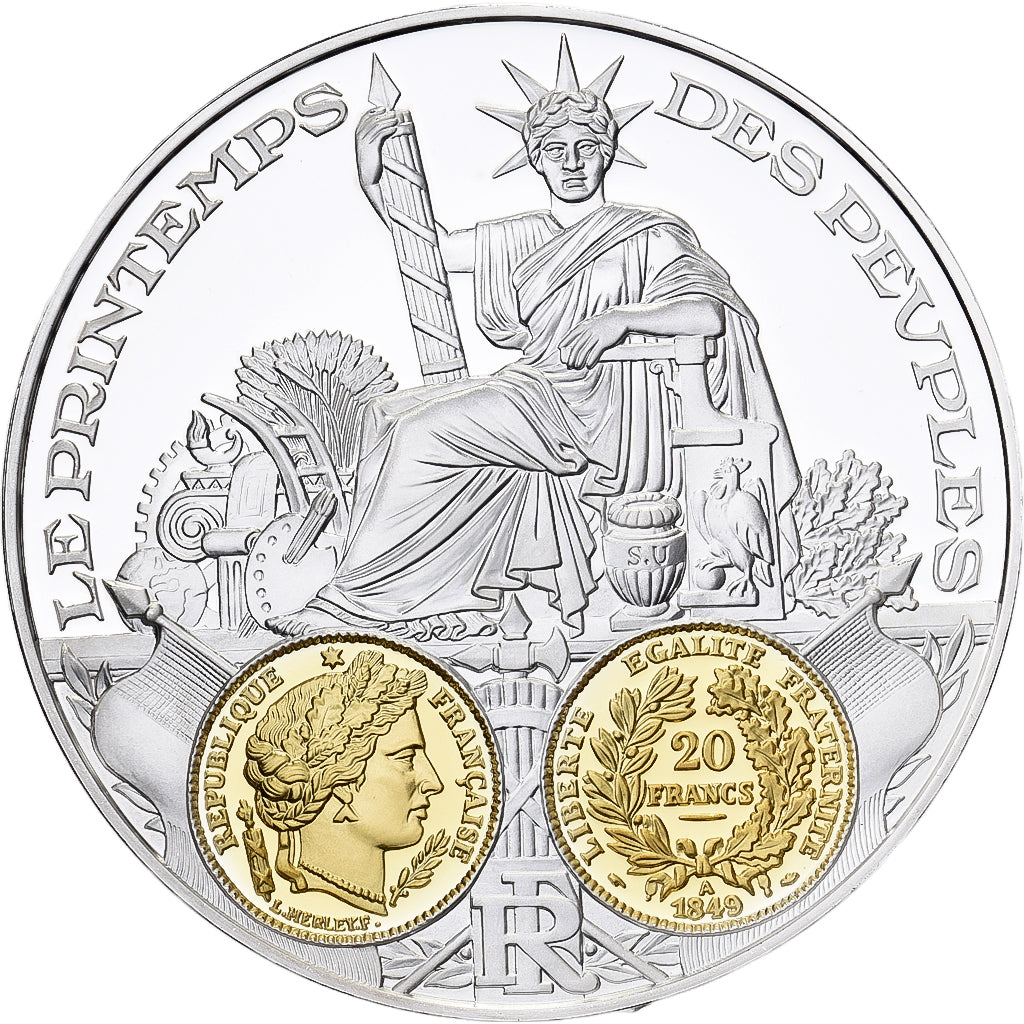 France, Medal, Histoire Monétaire, 20 Francs Or Cérès, Silver, MS(64)