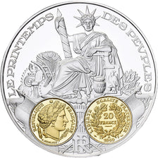 France, Medal, Histoire Monétaire, 20 Francs Or Cérès, Silver, MS(64)