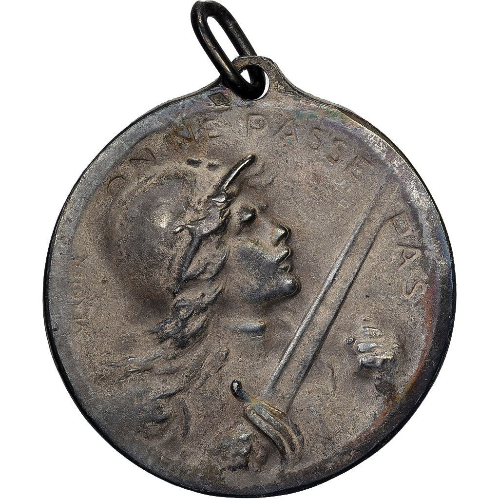 França, medalha, Verdun , On ne passe pas, 1916-1917, Prata, Vernier, AU(50-53)