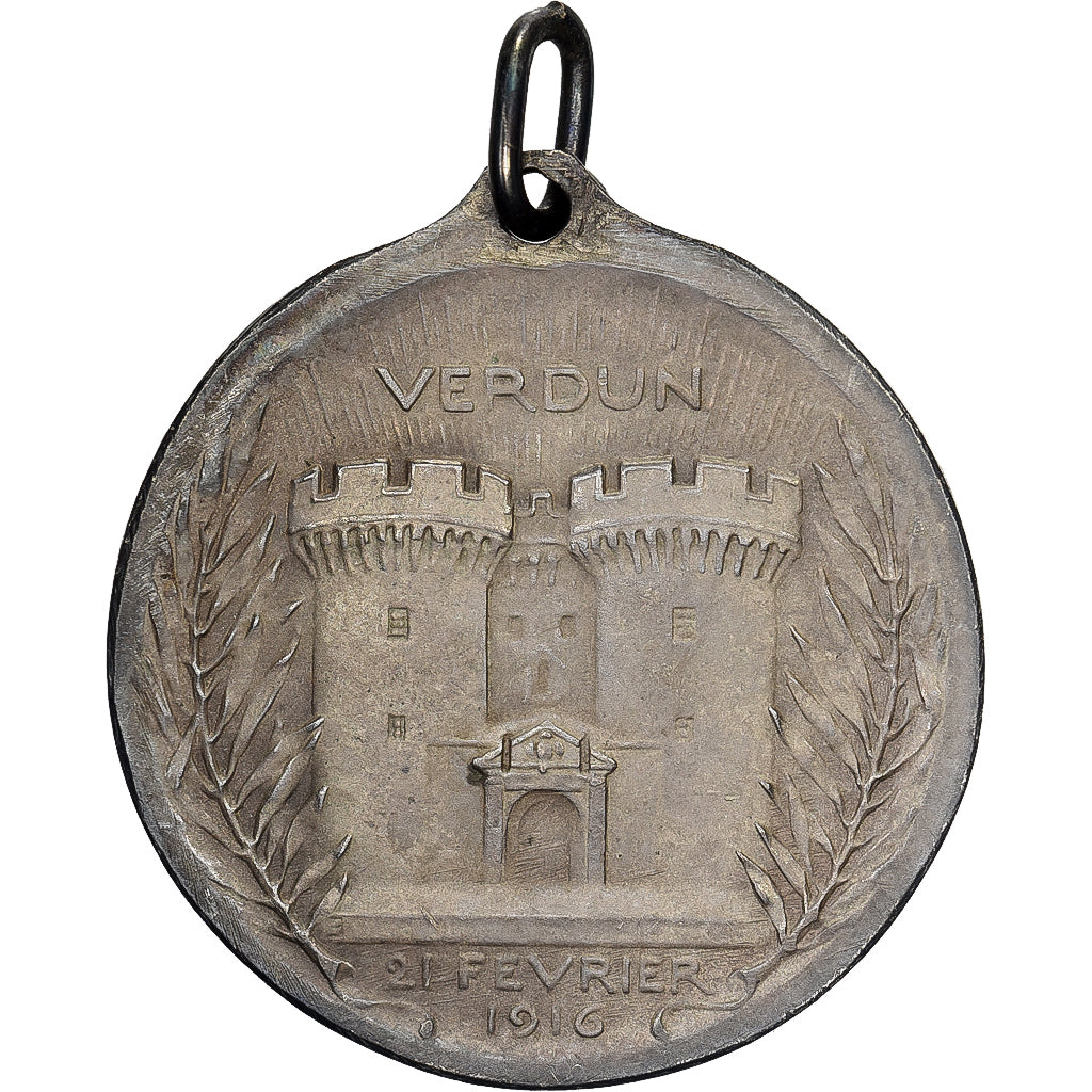 França, medalha, Verdun , On ne passe pas, 1916-1917, Prata, Vernier, AU(50-53)