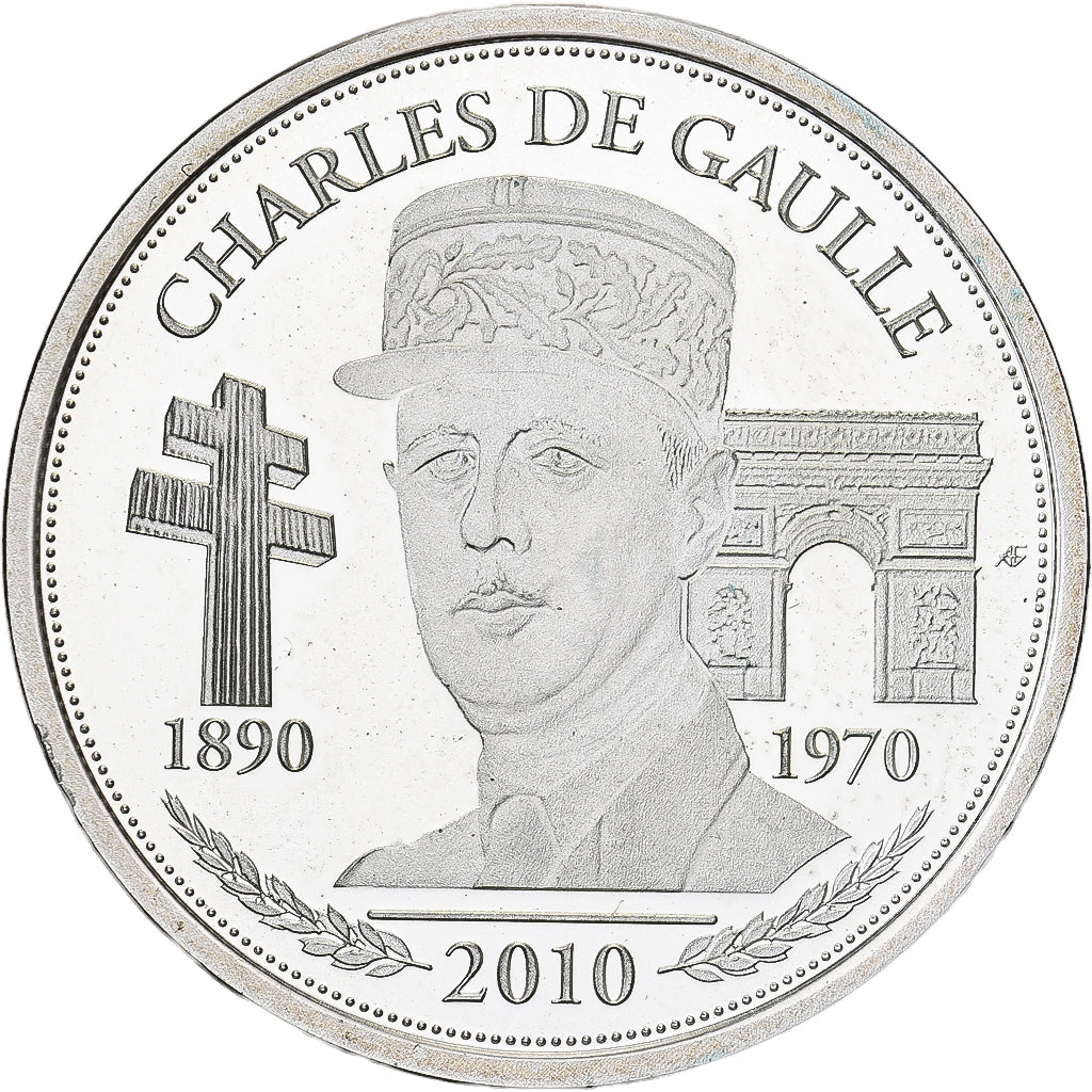 France, Medal, Vème République, Charles De Gaulle, 2010, Silver, MS(63)
