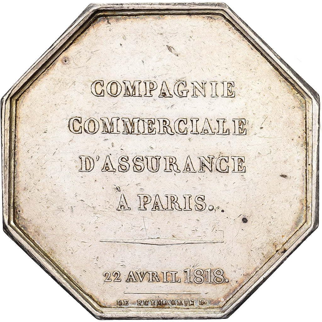 France, Jeton, Compagnie Comerciale d'Assurance à Paris, 1818, Argent, TTB+