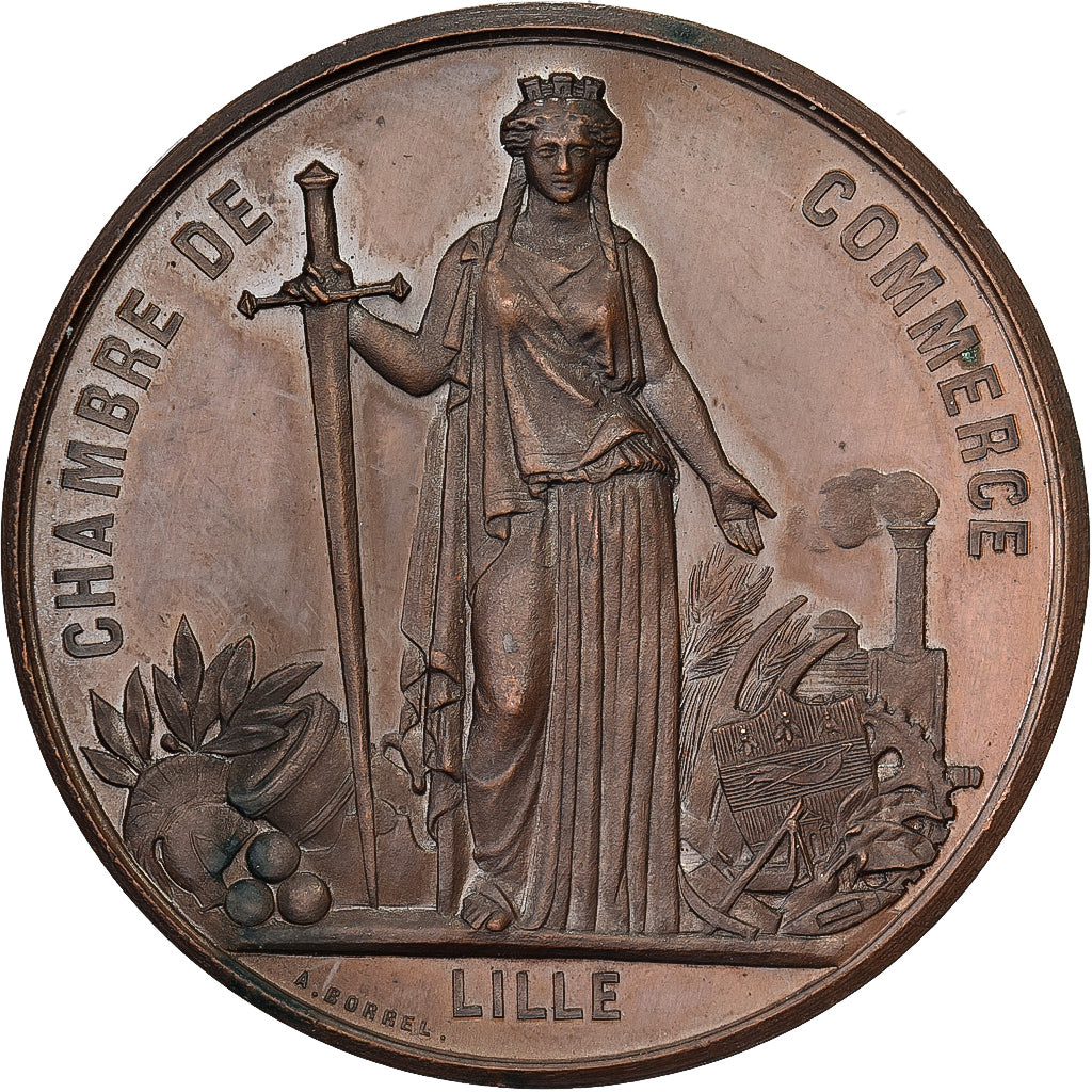 France, Medal, Napoléon III, Visite de la Chambre de Commerce de Lille, 1867