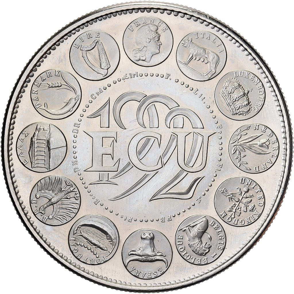 Frankrijk, Medaille, Ecu Europa, Marianne, 1992, Copper-Nickel Gilt, Rodier, FDC