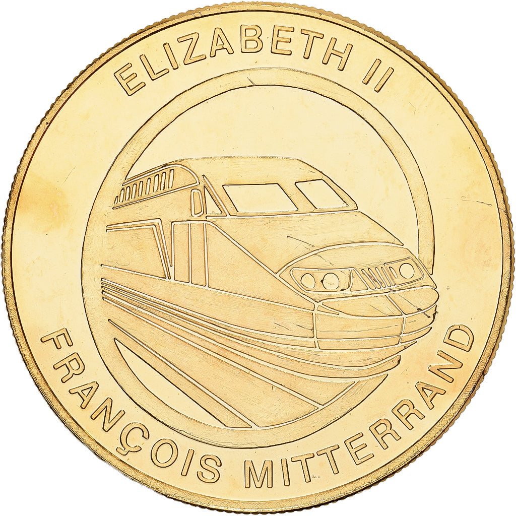 Francia, medaglia, Tunnel sous la Manche - Elizabeth II, Mitterrand, 1994
