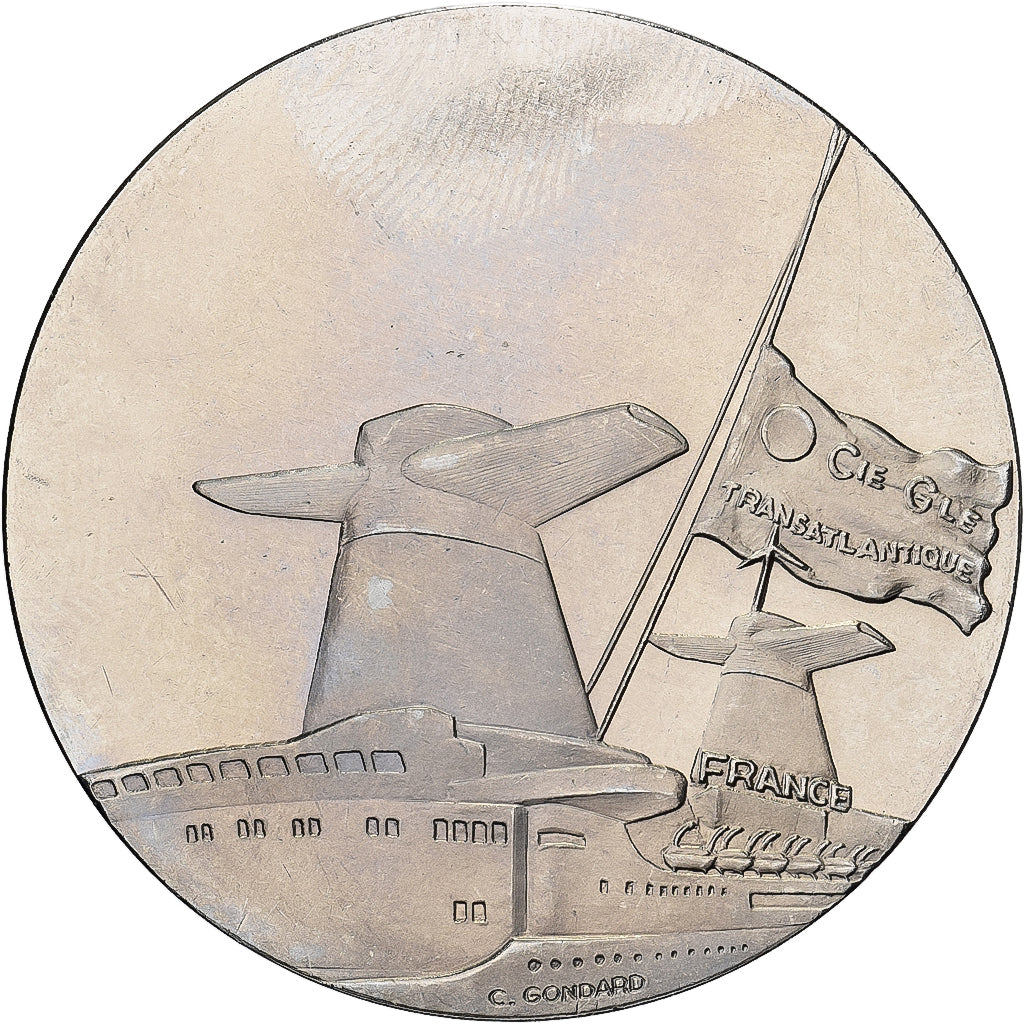 France, Médaille, Les Grands Transatlantiques, France, 1962, Nickel, SPL, C.