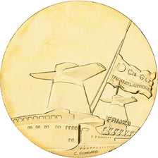 France, Médaille, Les Grands Transatlantiques, France, 1962, Cupronickel doré