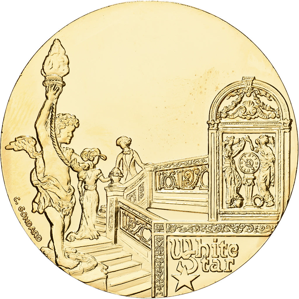 France, Médaille, Les Grands Transatlantiques, Titanic, Cupronickel doré, SPL