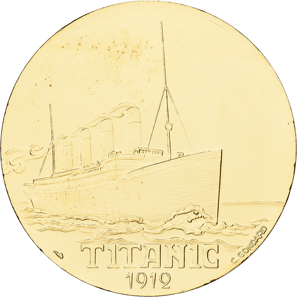France, Médaille, Les Grands Transatlantiques, Titanic, Cupronickel doré, SPL
