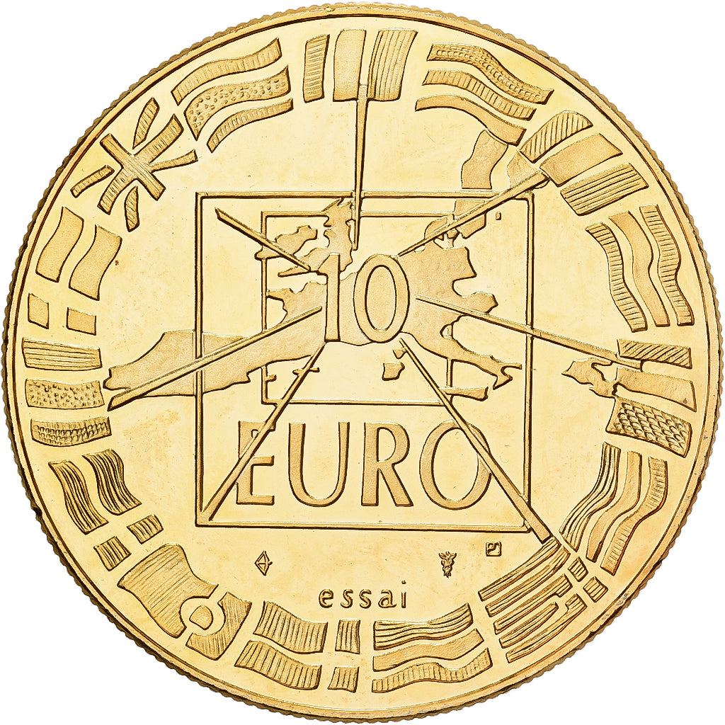 France, Médaille, 10 Euro, De Gaulle-Adenauer, 1998, Copper Gilt, SPL