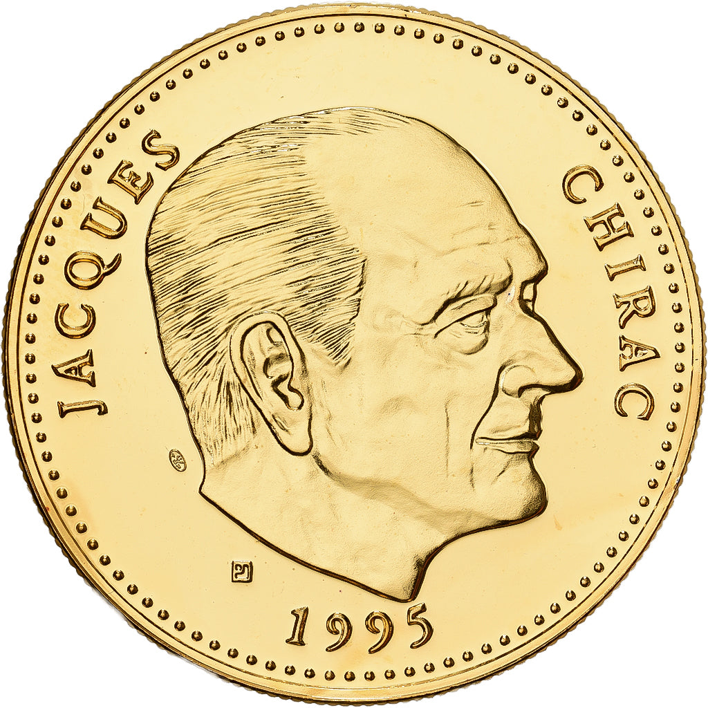 Francia, medaglia, Ve République, Jacques Chirac, 1995, Doratura in
