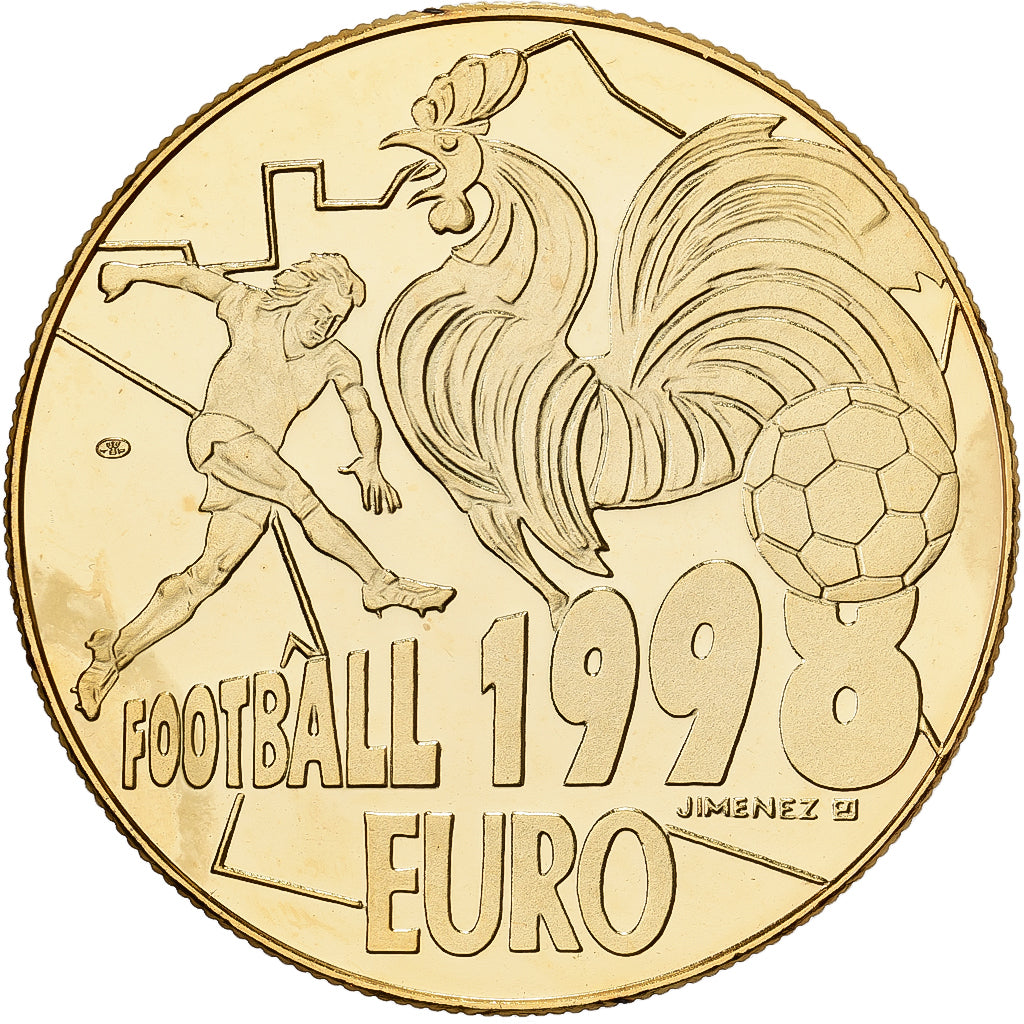 Frankrijk, Medaille, 10 Euro, Football, 1998, Copper Gilt, UNC-
