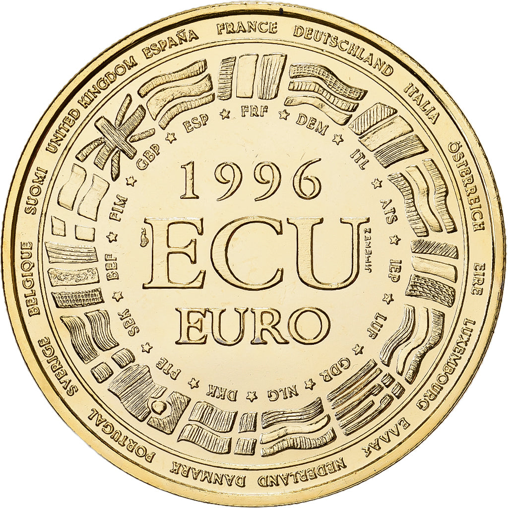 Francja, medal, Ecu Europa, 1996, Pokryte Miedź- Nikiel, MS(63)