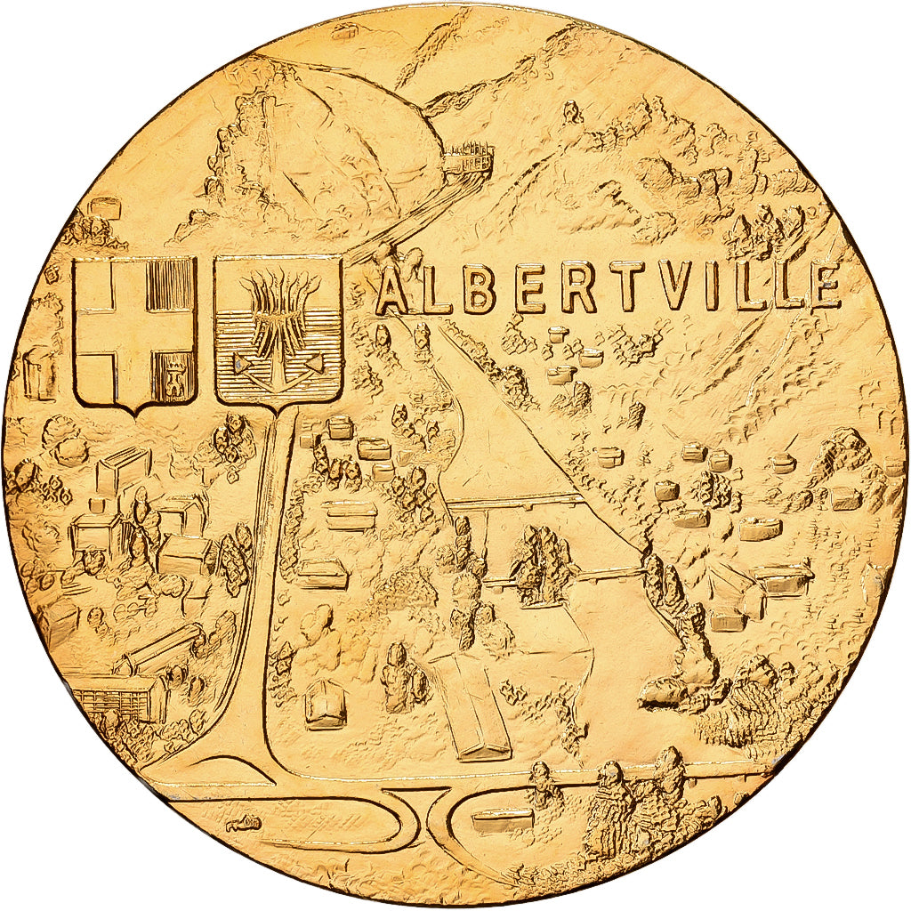 France, Medal, Jeux Olympiques d'Albertville, Copper-Nickel Gilt, MS(63)