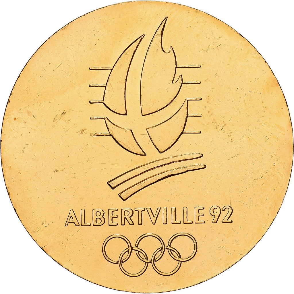 France, Medal, Jeux Olympiques d'Albertville, Copper-Nickel Gilt, MS(63)