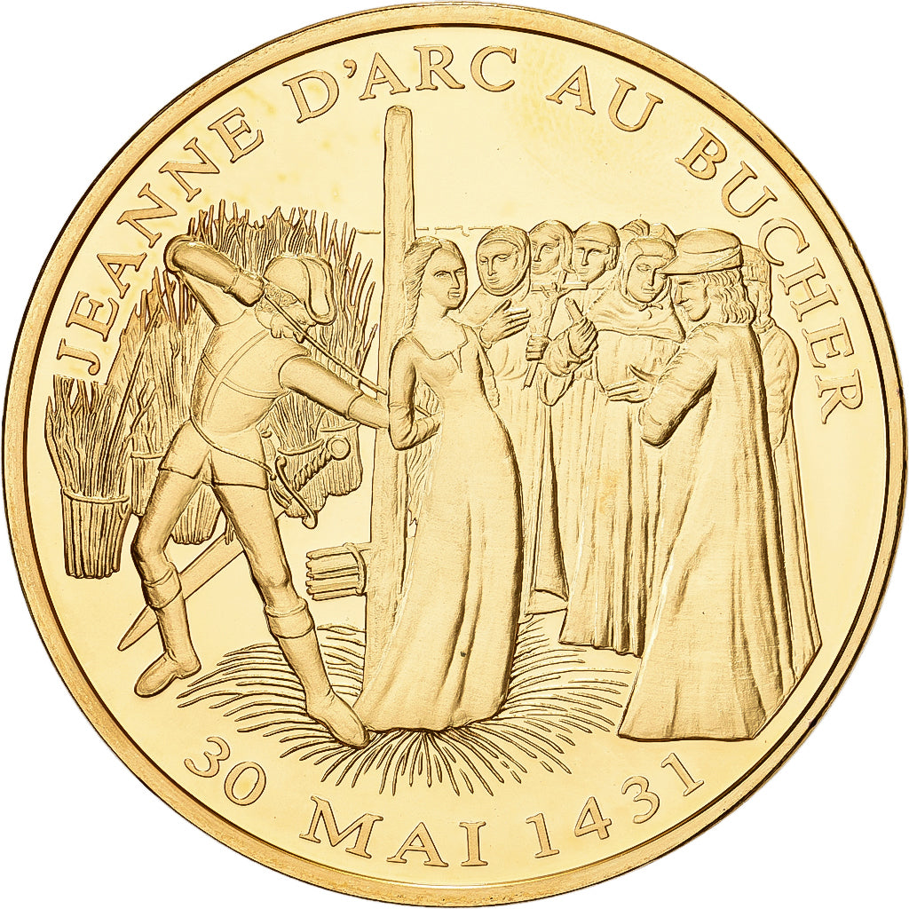 Francia, medaglia, Histoire de France, Jeanne d'Arc au Bucher, Rame dorato, SPL