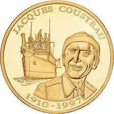 France, Medal, Commandant Jacques Yves Cousteau, Copper Gilt, MS(63)
